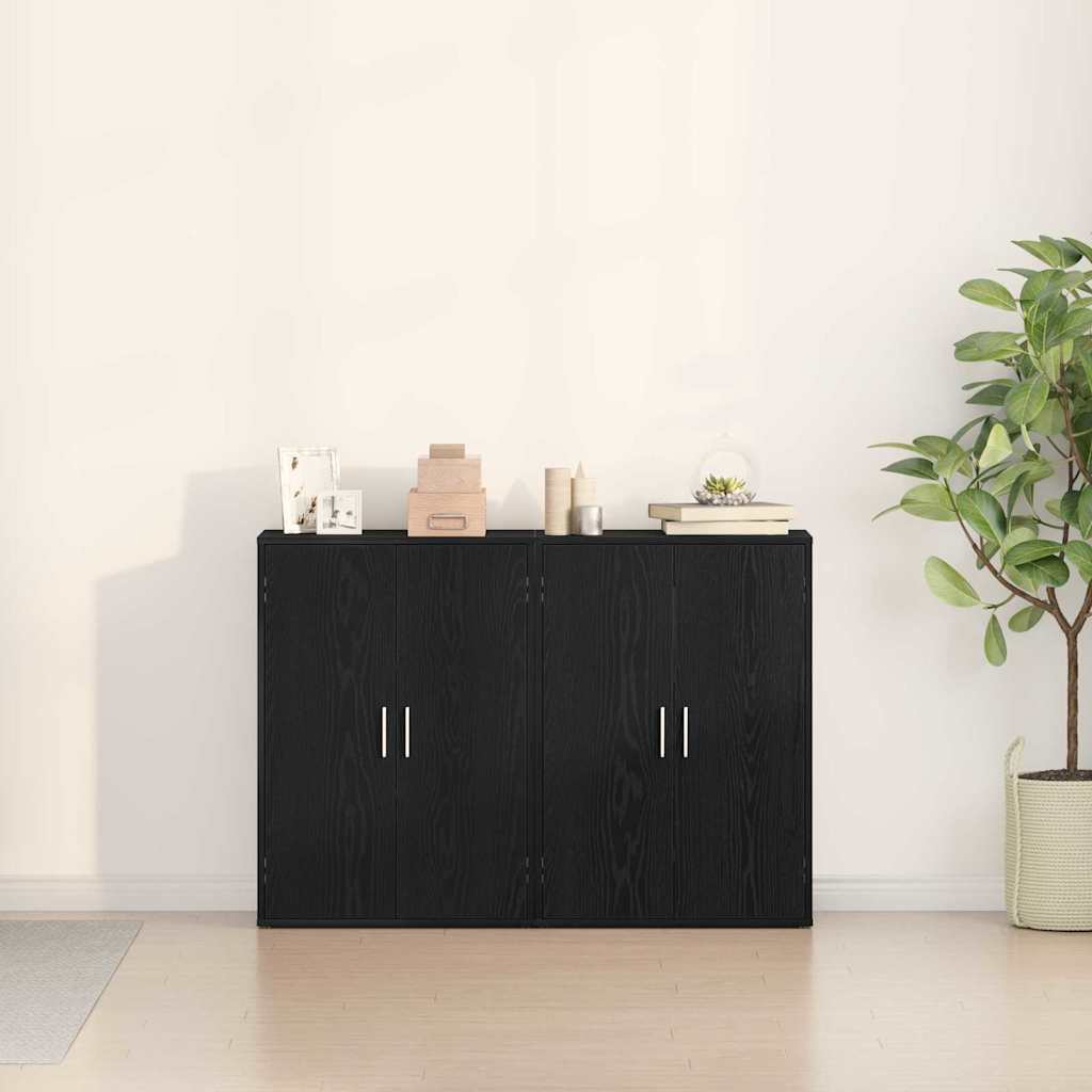 Buffet 2 pc Chêne noir 60 x 31 x 84 cm Bois d'ingénierie