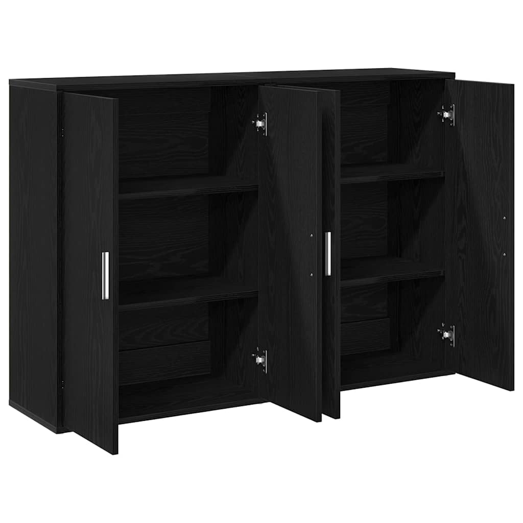 Buffet 2 pc Chêne noir 60 x 31 x 84 cm Bois d'ingénierie