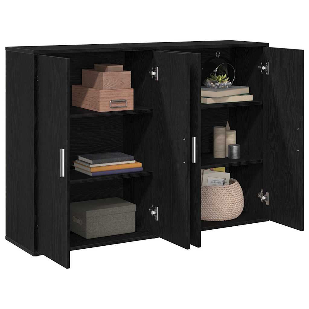 Buffet 2 pc Chêne noir 60 x 31 x 84 cm Bois d'ingénierie