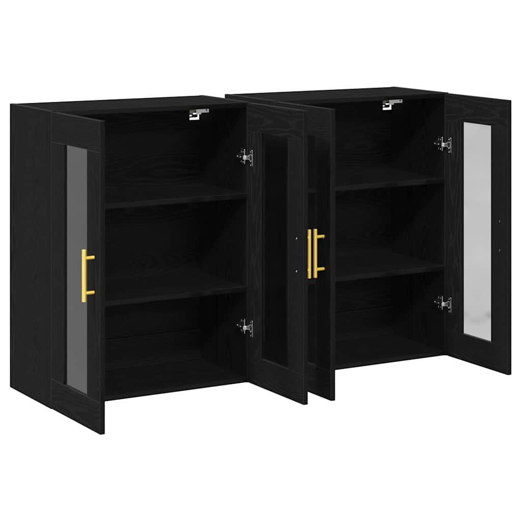 Cabinets muraux 2 pc Chêne noir 69,5 x 34 x 90 cm