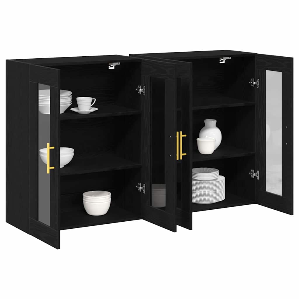 Cabinets muraux 2 pc Chêne noir 69,5 x 34 x 90 cm