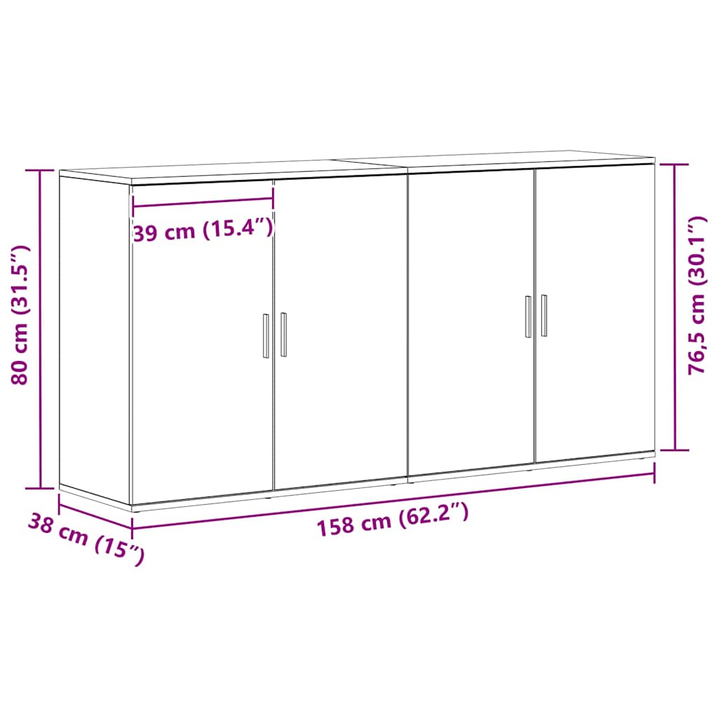 Buffets 2 pcs chêne artisanal 79 x 38 x 80 cm Bois d'ingénierie - XIOS