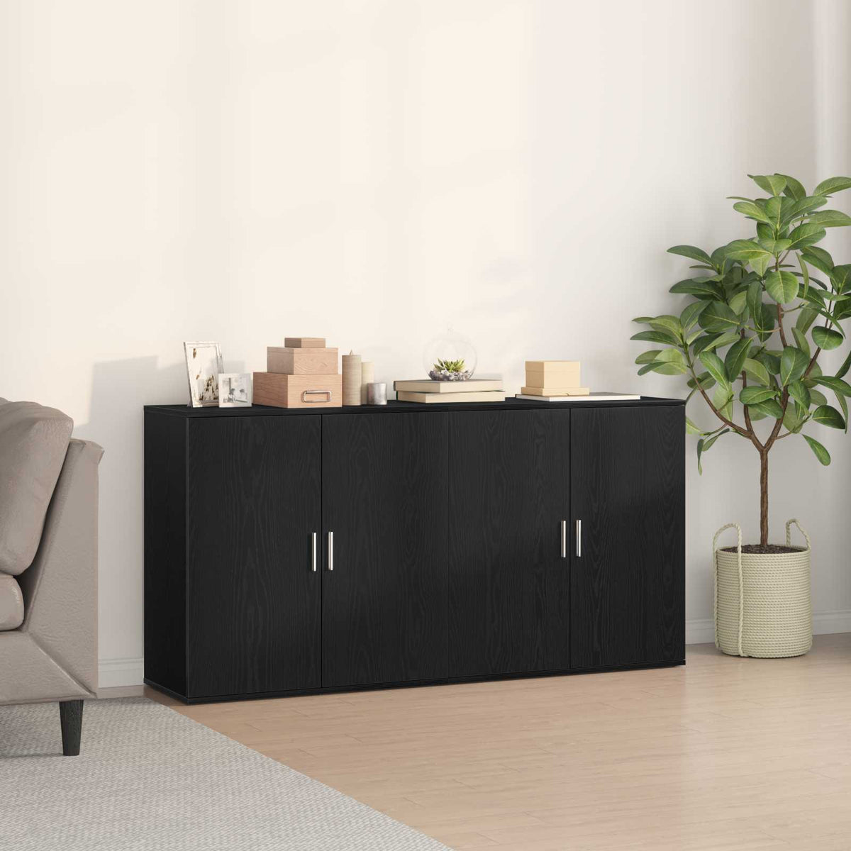 Buffet 2 pc Chêne noir 79 x 38 x 80 cm Bois d'ingénierie - XIOS