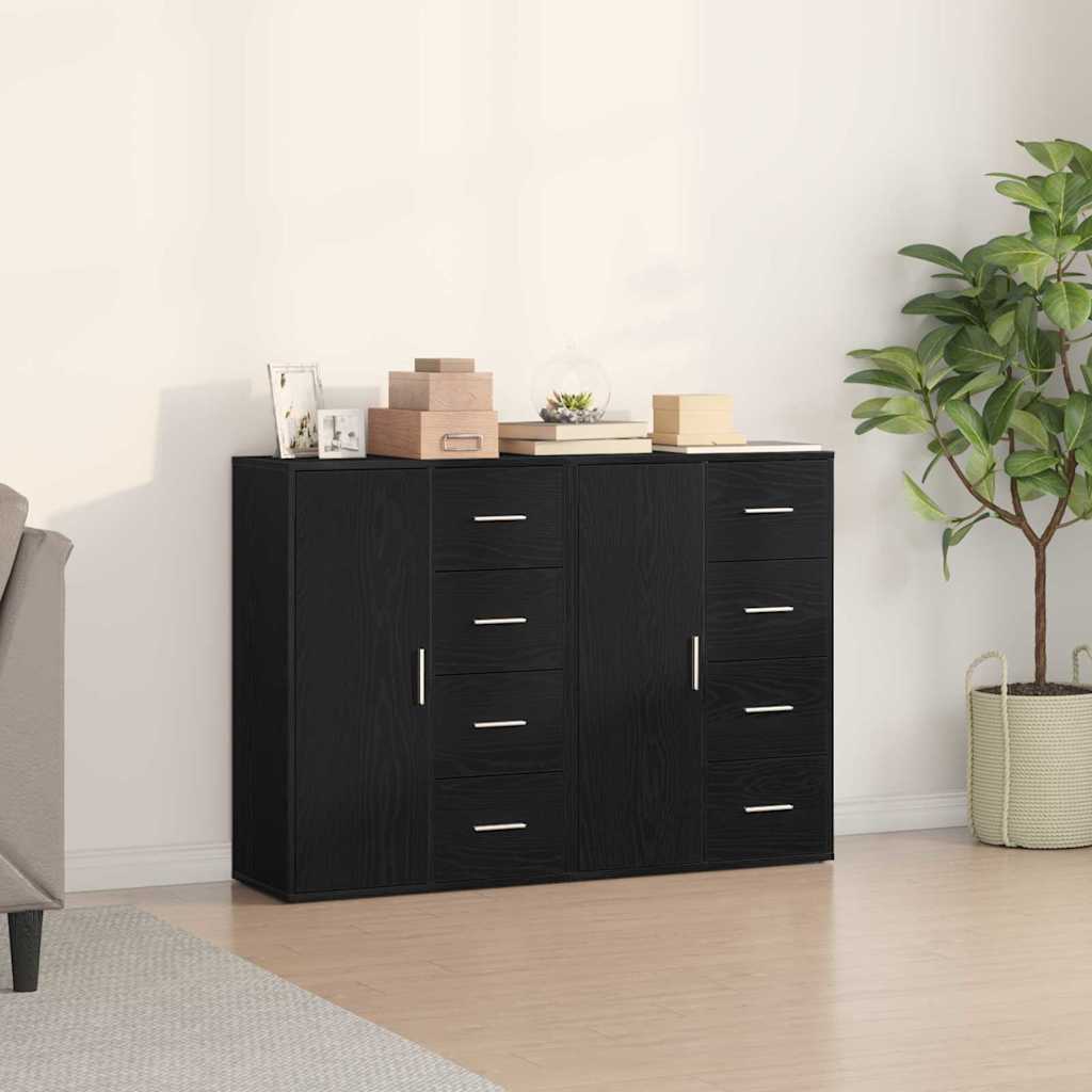 Buffet 2 pc Chêne noir 60 x 31 x 84 cm Bois d'ingénierie