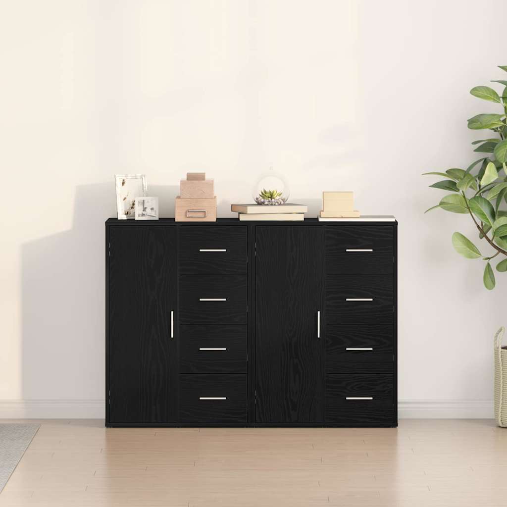 Buffet 2 pc Chêne noir 60 x 31 x 84 cm Bois d'ingénierie