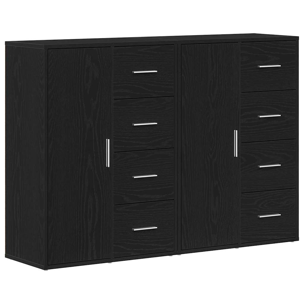 Buffet 2 pc Chêne noir 60 x 31 x 84 cm Bois d'ingénierie
