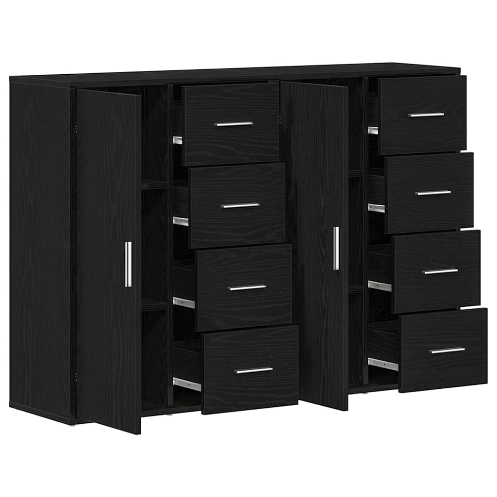 Buffet 2 pc Chêne noir 60 x 31 x 84 cm Bois d'ingénierie