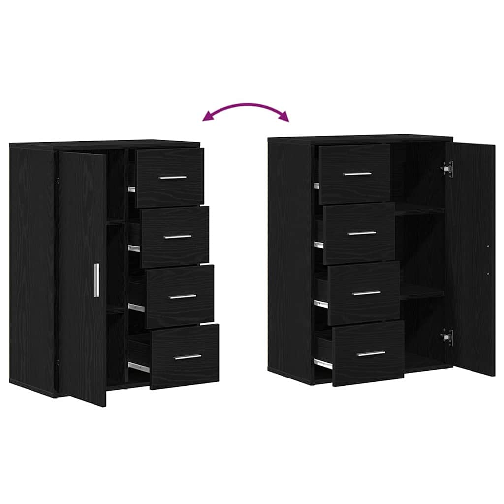 Buffet 2 pc Chêne noir 60 x 31 x 84 cm Bois d'ingénierie