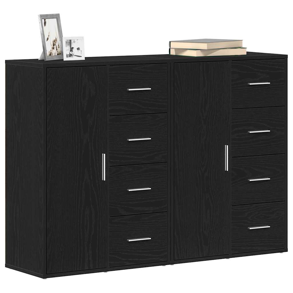 Buffet 2 pc Chêne noir 60 x 31 x 84 cm Bois d'ingénierie