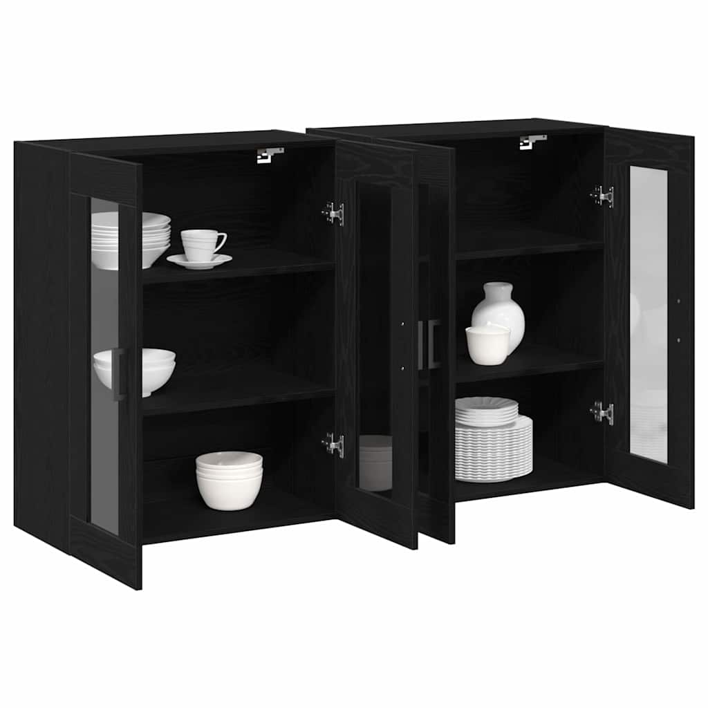 Cabinets muraux 2 pc Chêne noir 69,5 x 34 x 90 cm