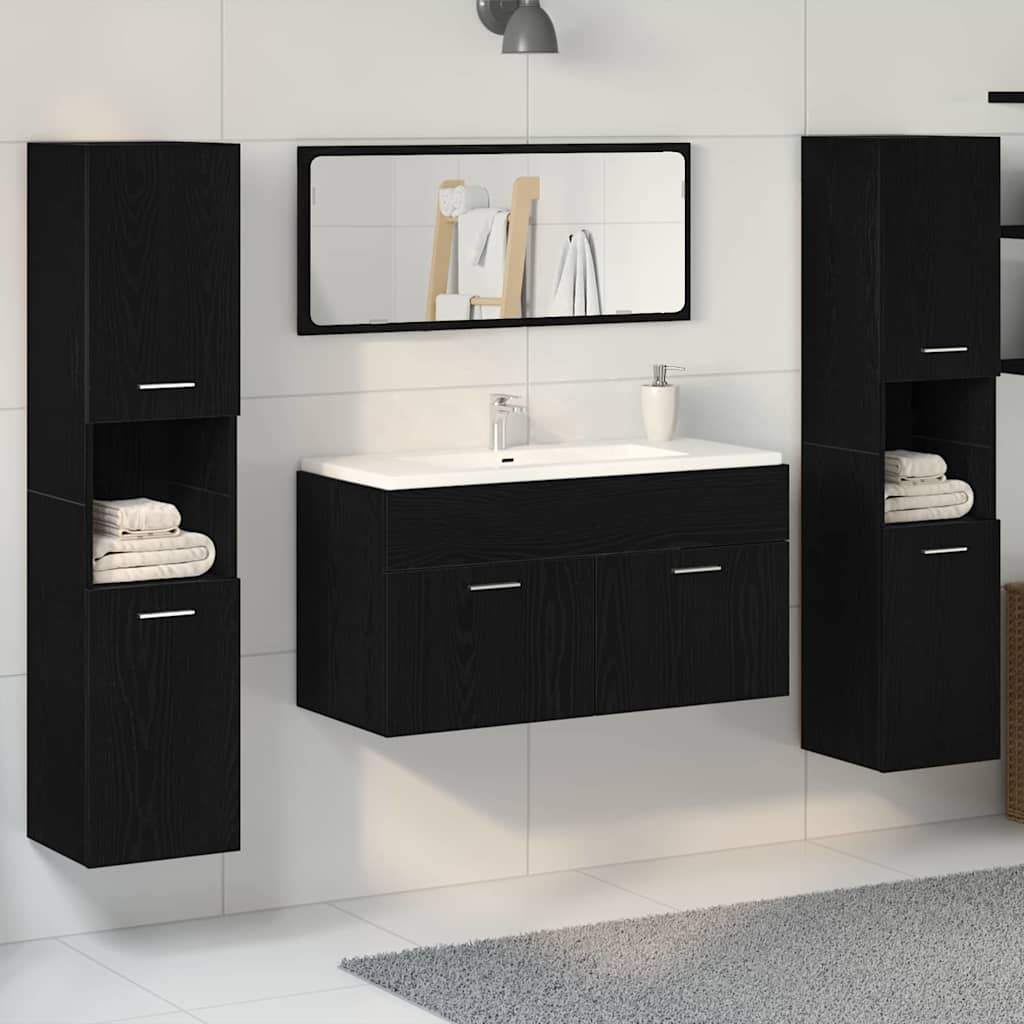 Ensemble de mobilier de salle de bain 4 pc Chêne noir