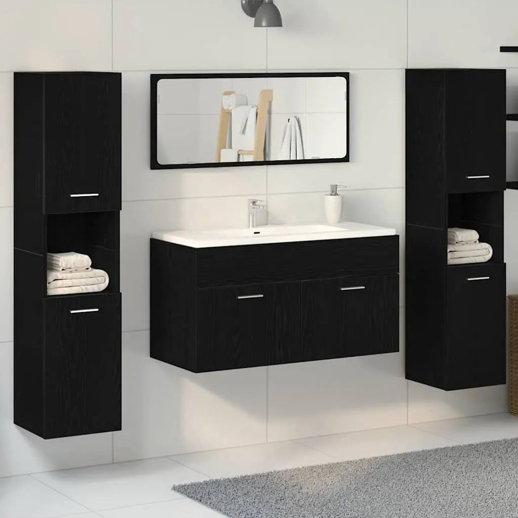 Ensemble de mobilier de salle de bain 4 pc Chêne noir - XIOS