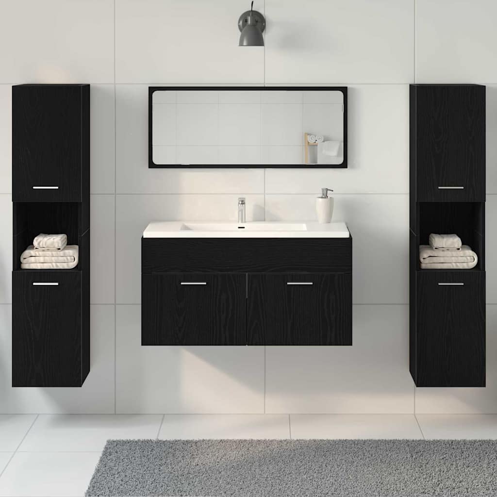 Ensemble de mobilier de salle de bain 4 pc Chêne noir