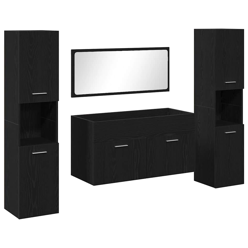 Ensemble de mobilier de salle de bain 4 pc Chêne noir