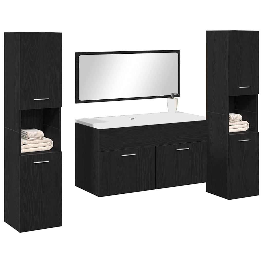 Ensemble de mobilier de salle de bain 4 pc Chêne noir