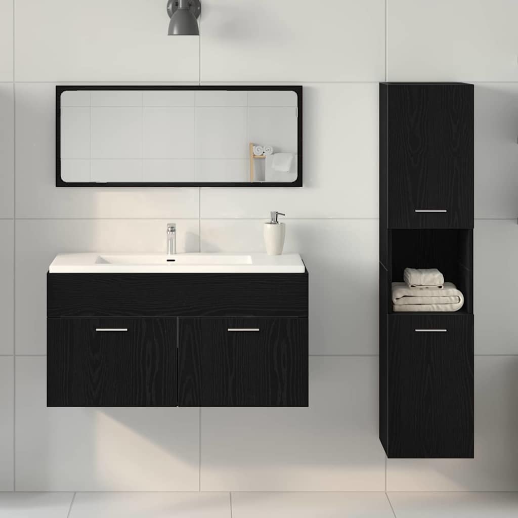 Ensemble de mobilier de salle de bain 3 pc Chêne noir