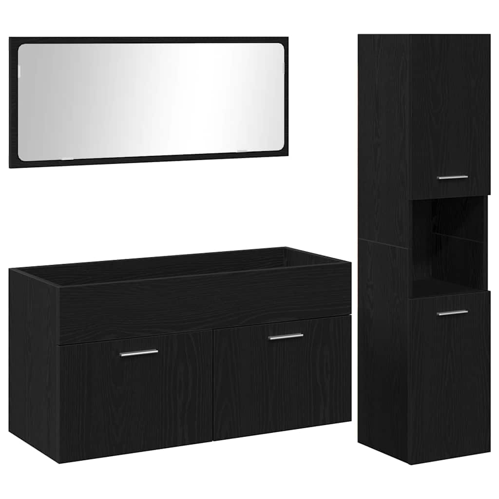 Ensemble de mobilier de salle de bain 3 pc Chêne noir