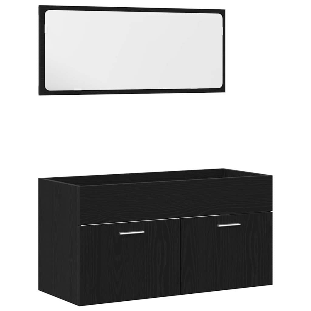 Ensemble de mobilier de salle de bain 3 pièces Chêne noir