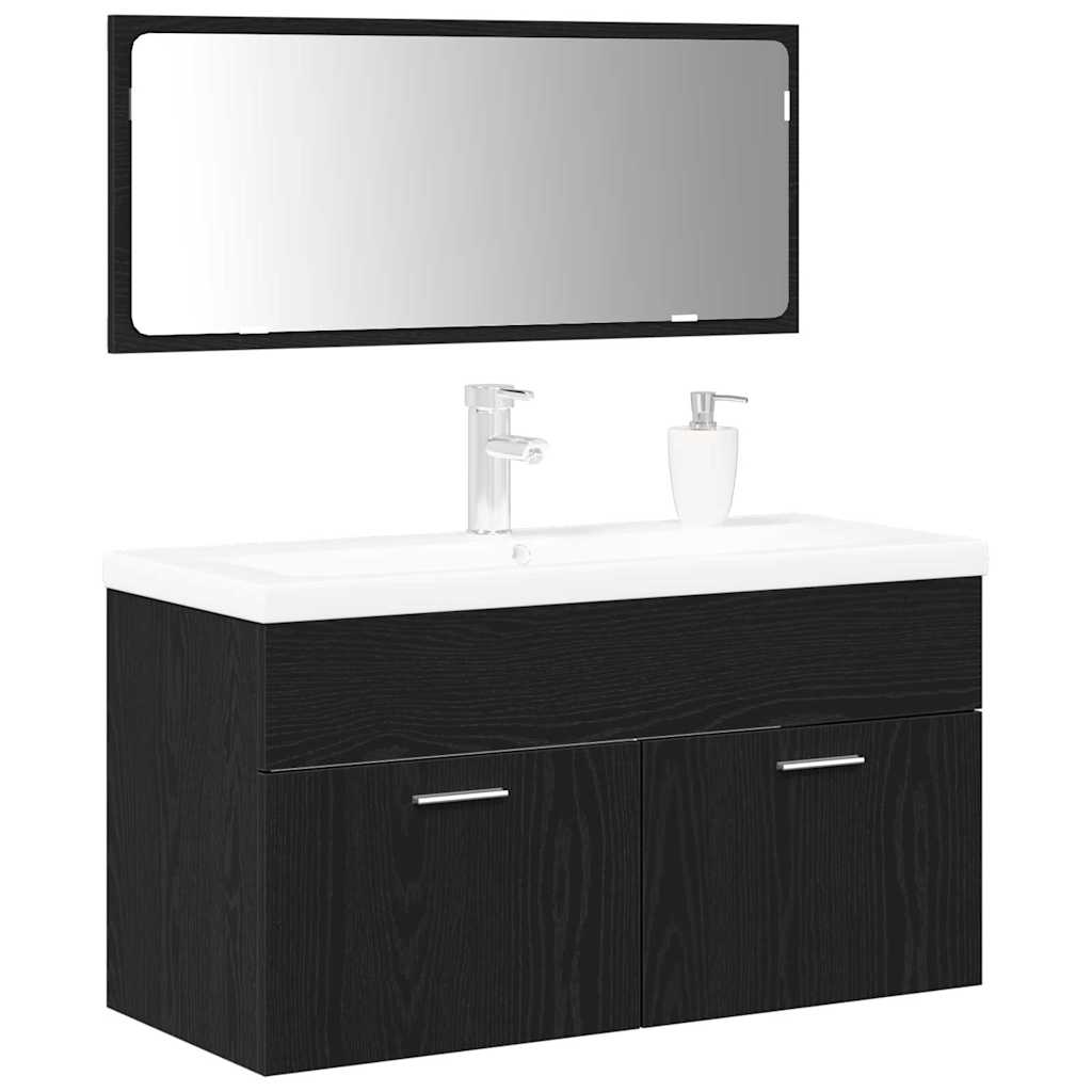 Ensemble de mobilier de salle de bain 3 pièces Chêne noir