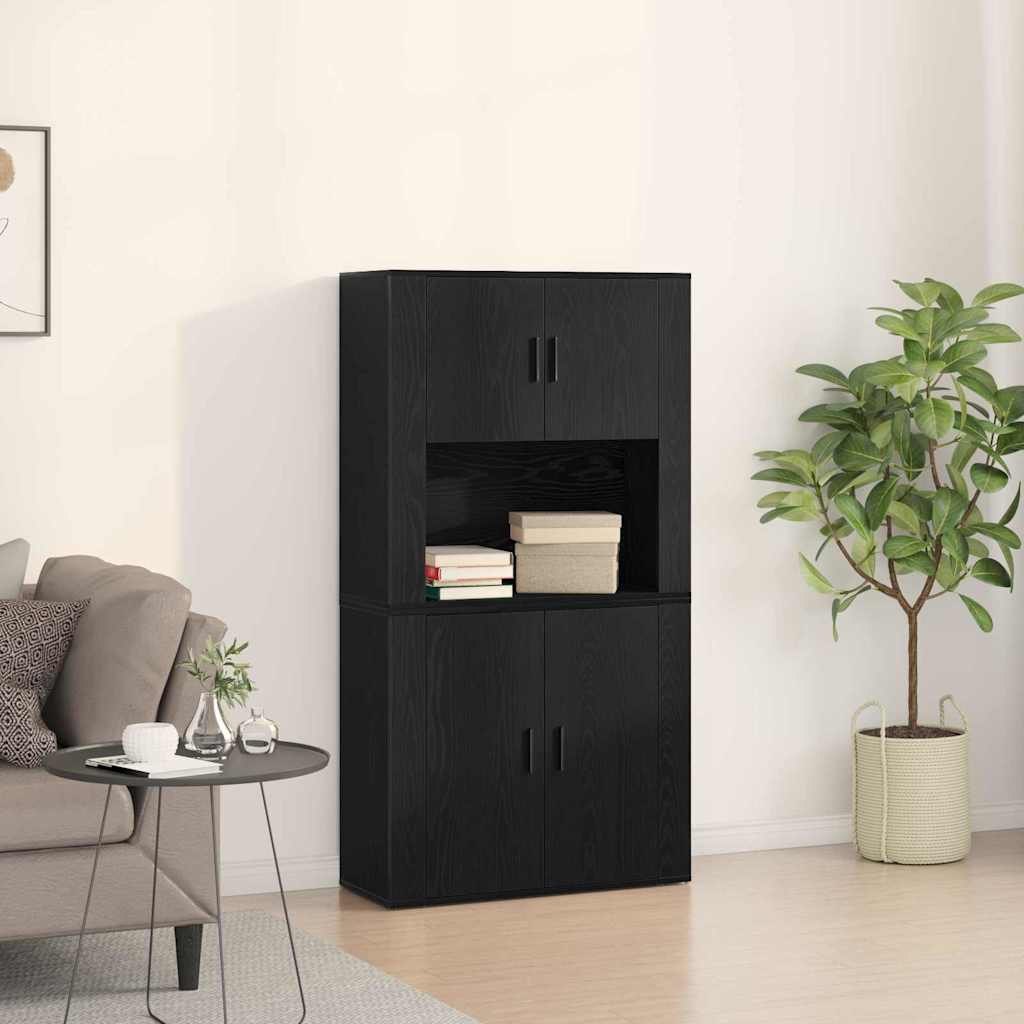 Haut Armoire Chêne noir 80 x 33 x 150 cm Bois d'ingénierie