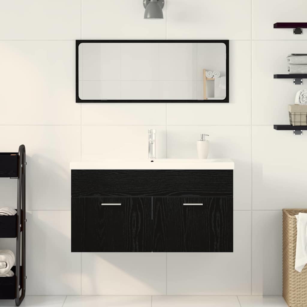 Ensemble de mobilier de salle de bain 3 pièces Chêne noir