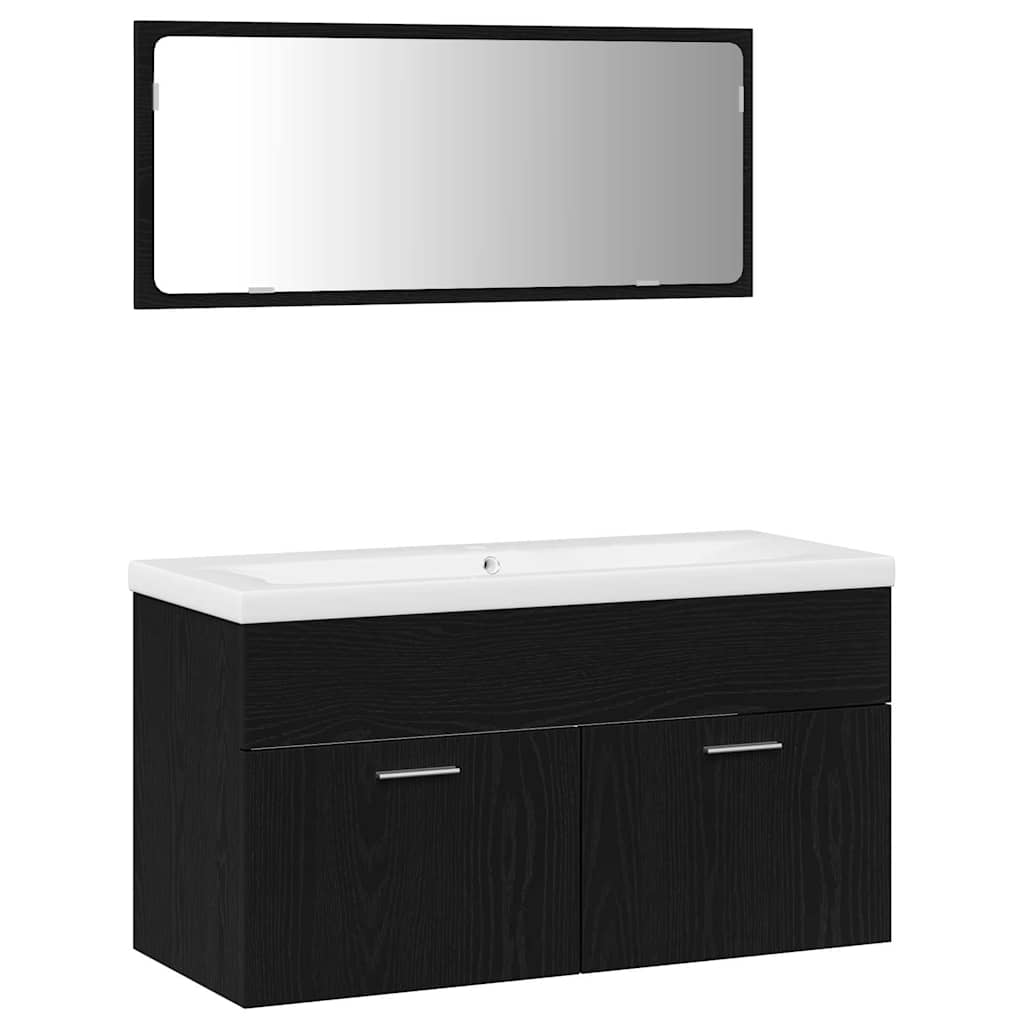 Ensemble de mobilier de salle de bain 3 pièces Chêne noir