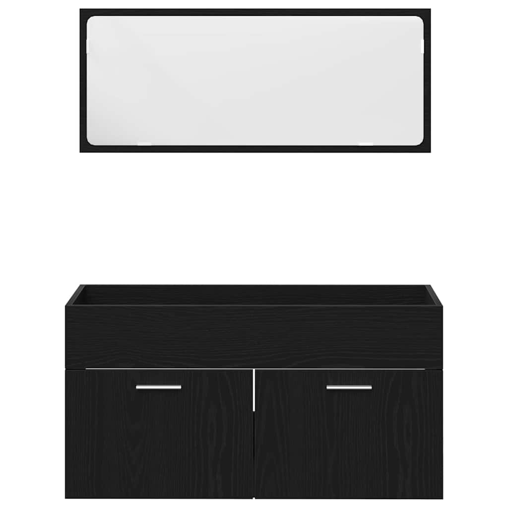 Ensemble de mobilier de salle de bain 3 pièces Chêne noir