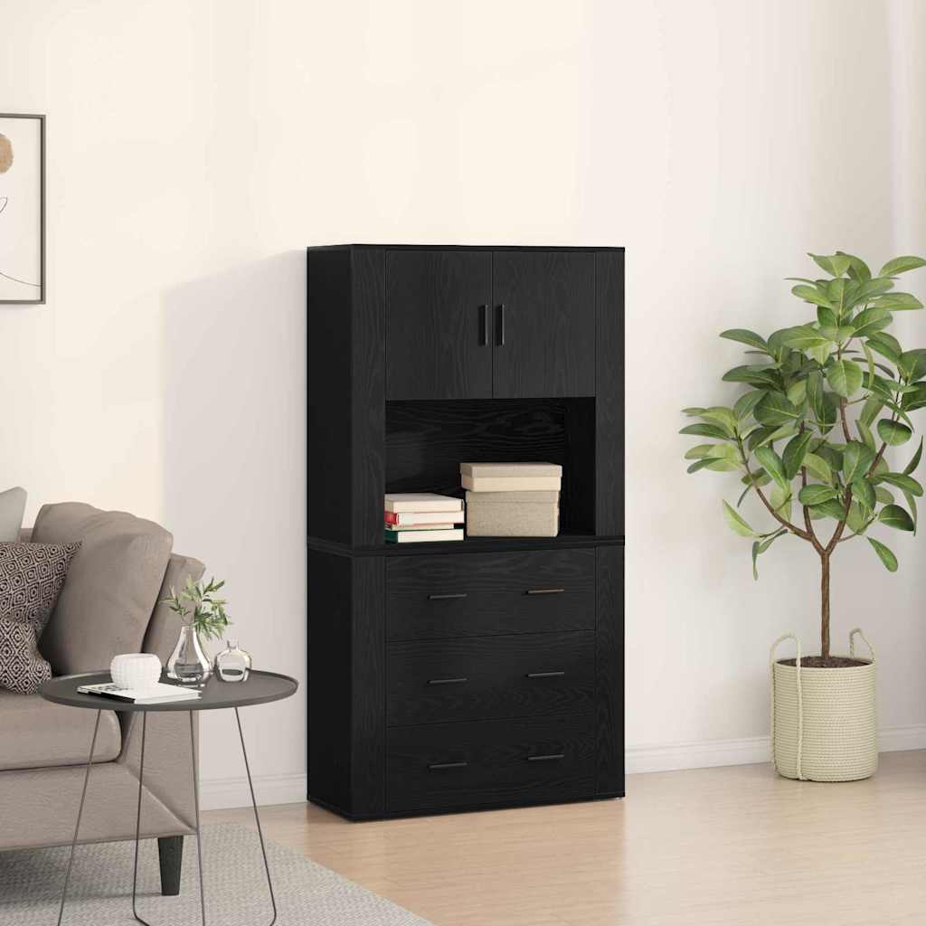 Haut Armoire Chêne noir 80 x 33 x 150 cm Bois d'ingénierie - XIOS