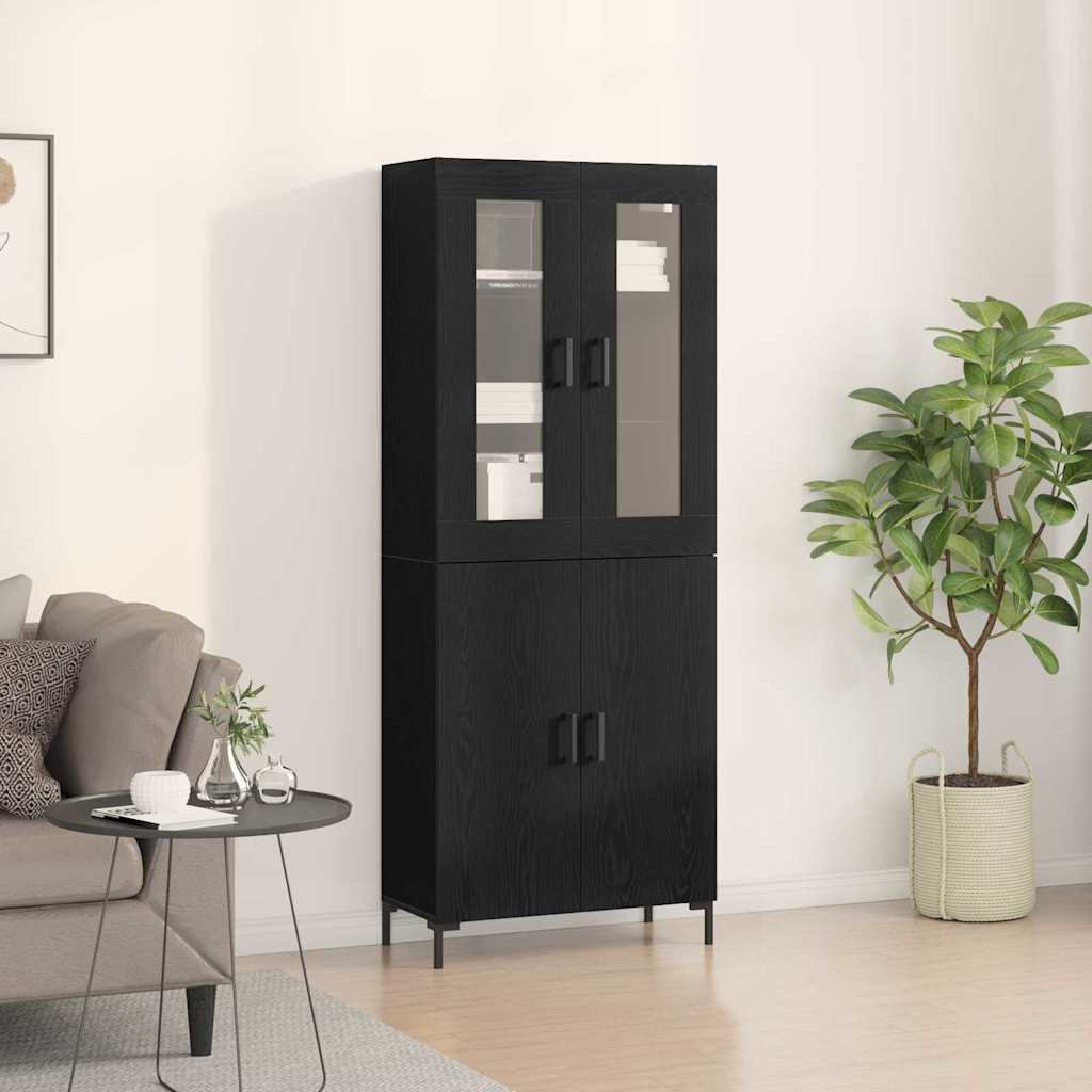 Haut Armoire Montage mural 2 pcs Chêne noir 69,5 x 34 x 180 cm - XIOS