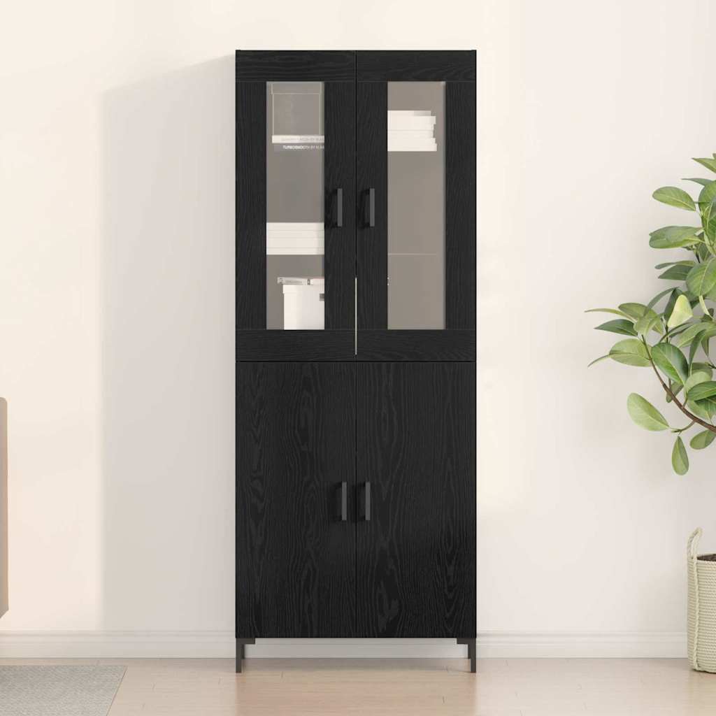 Haut Armoire Montage mural 2 pcs Chêne noir 69,5 x 34 x 180 cm - XIOS