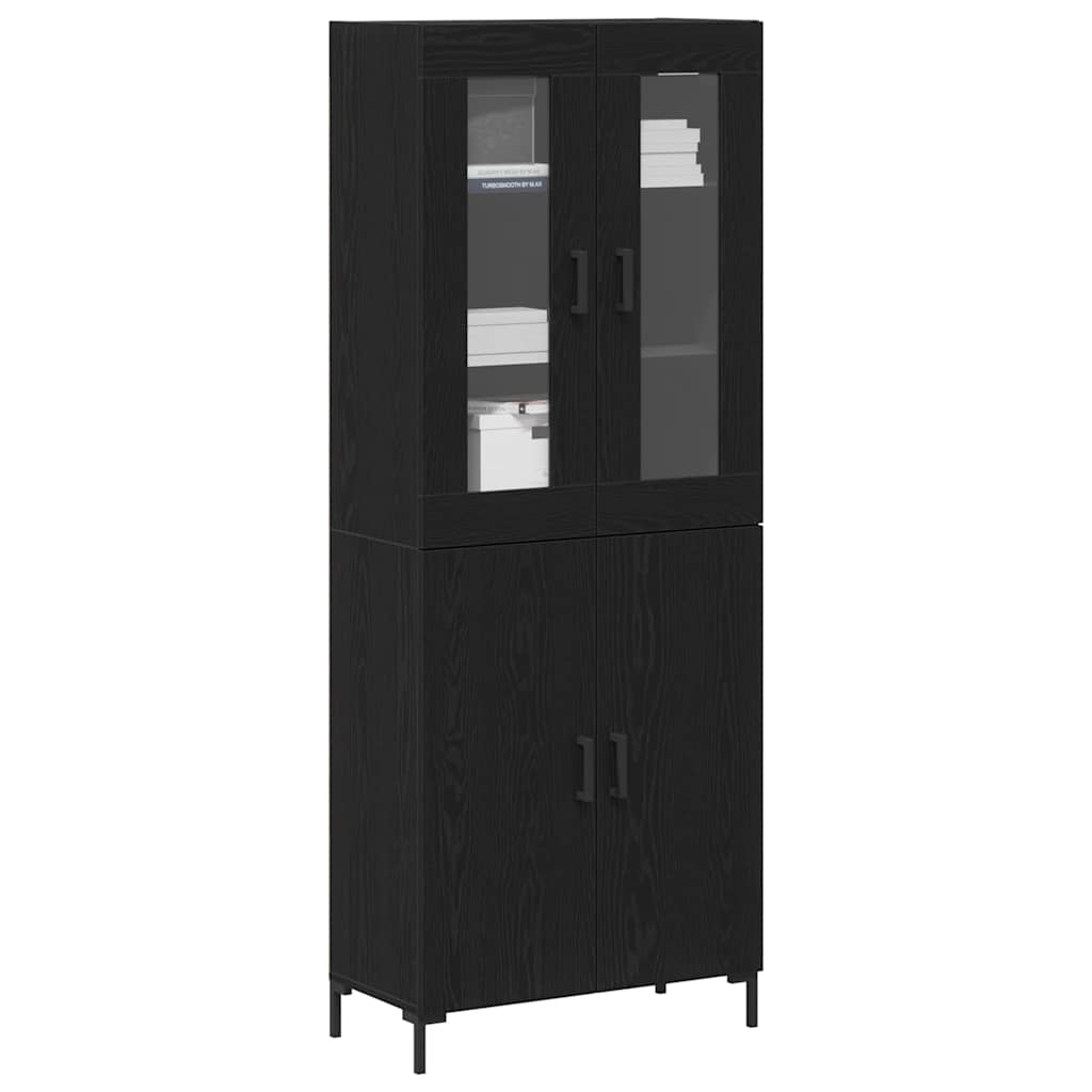 Haut Armoire Montage mural 2 pcs Chêne noir 69,5 x 34 x 180 cm - XIOS
