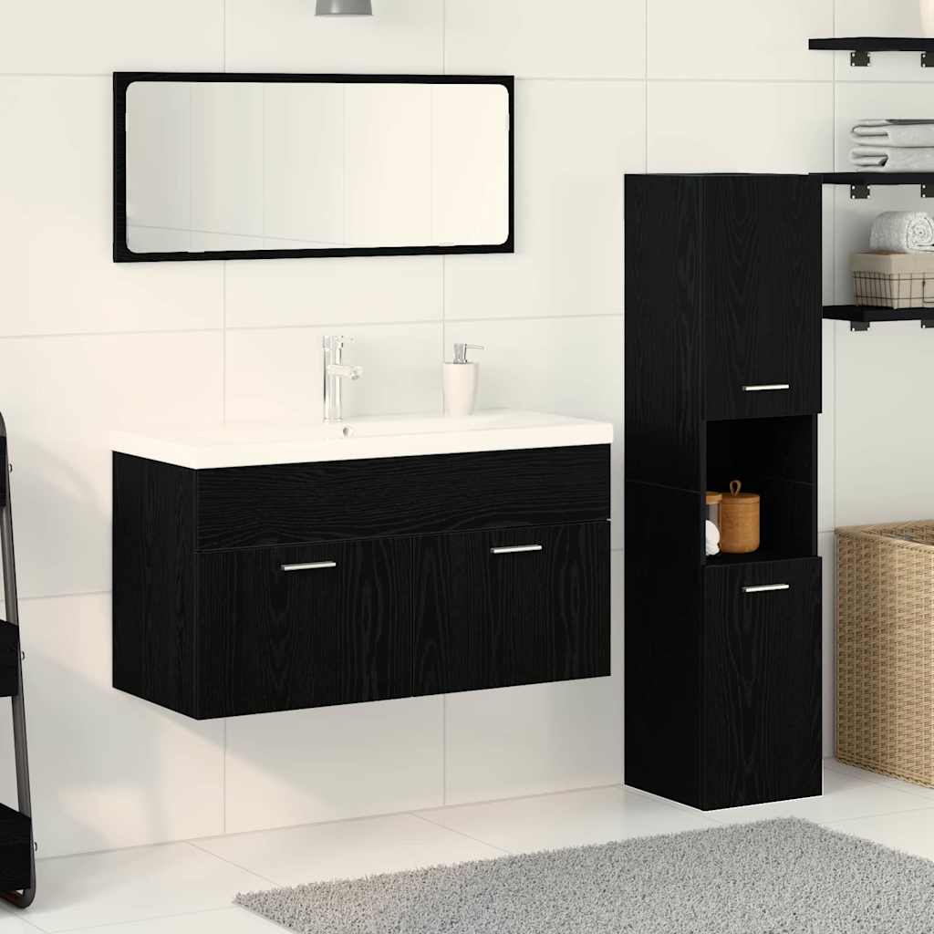 Ensemble de mobilier de salle de bain 4 pièces Chêne noir