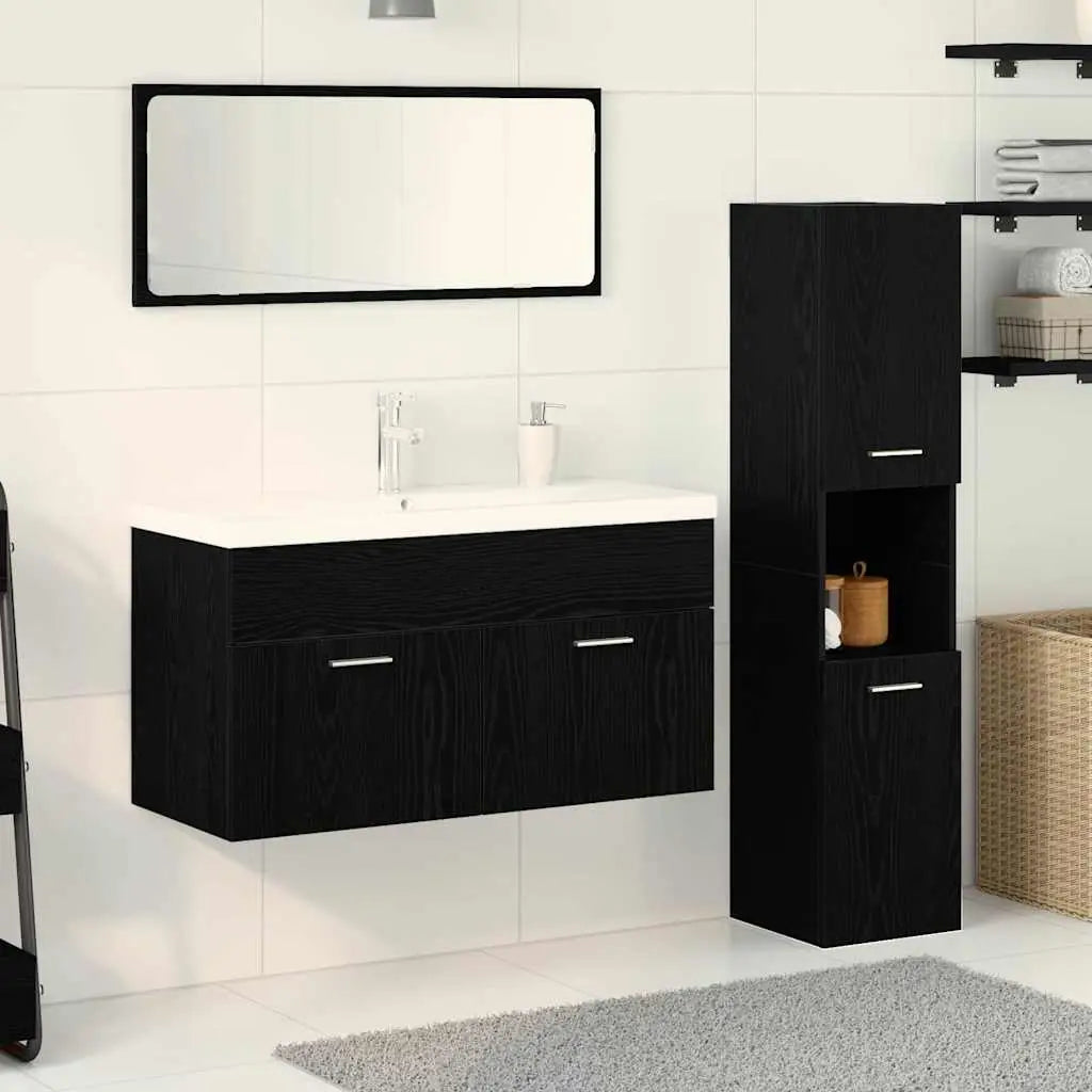 Ensemble de mobilier de salle de bain 4 pièces Chêne noir - XIOS