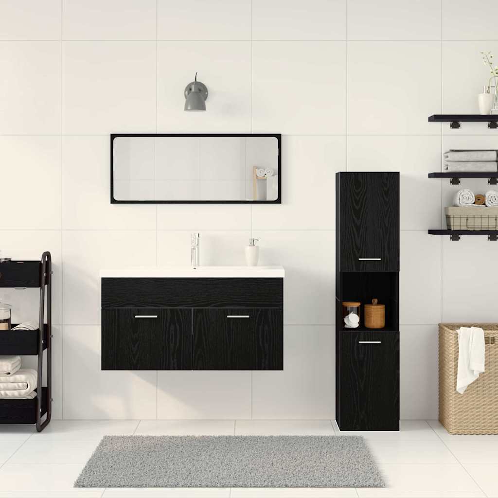 Ensemble de mobilier de salle de bain 4 pièces Chêne noir