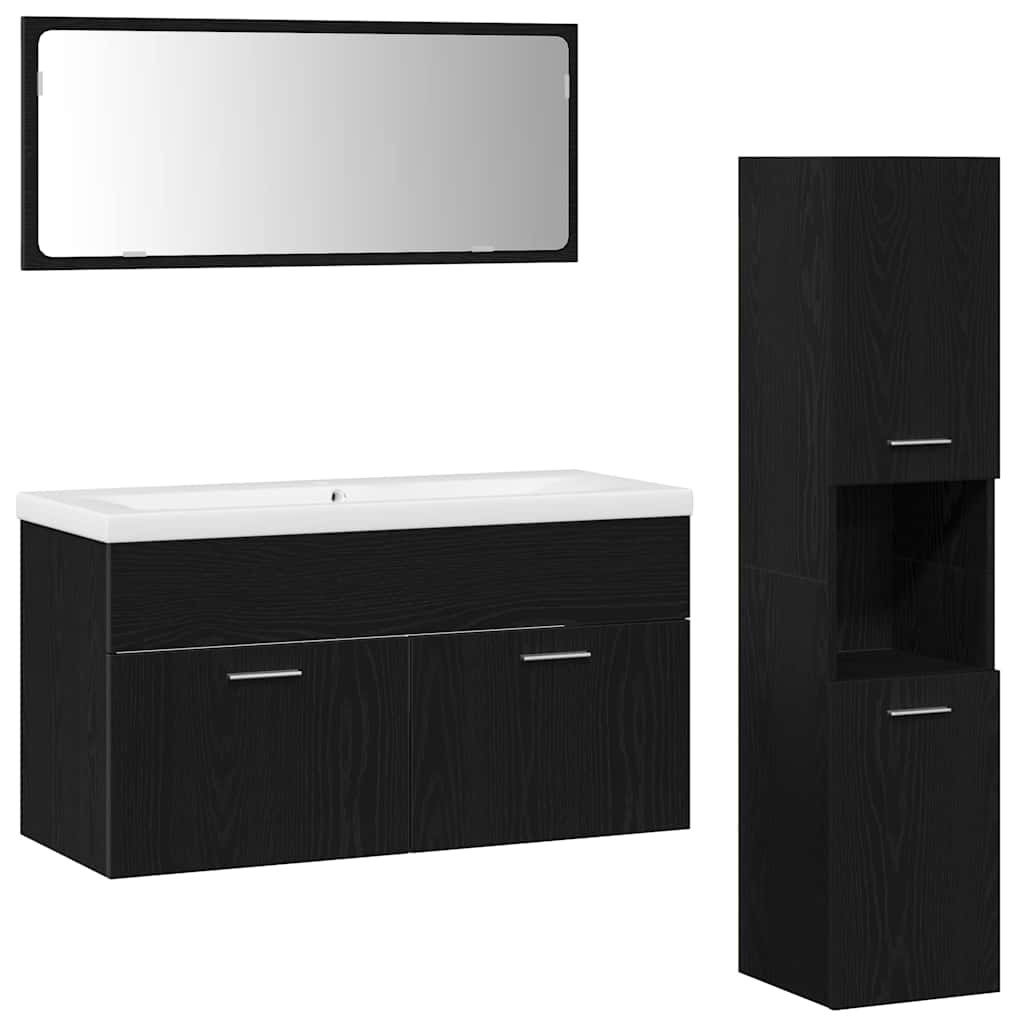 Ensemble de mobilier de salle de bain 4 pièces Chêne noir