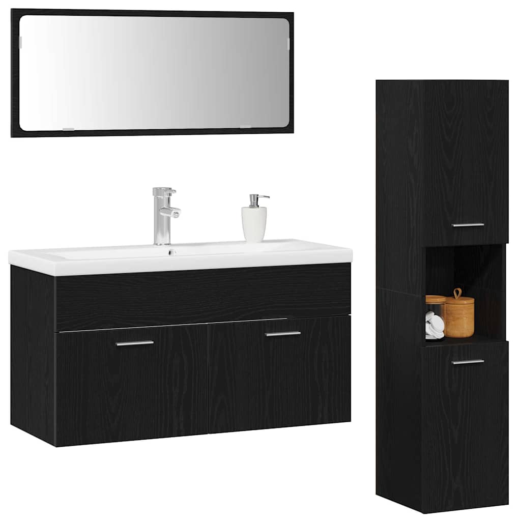 Ensemble de mobilier de salle de bain 4 pièces Chêne noir