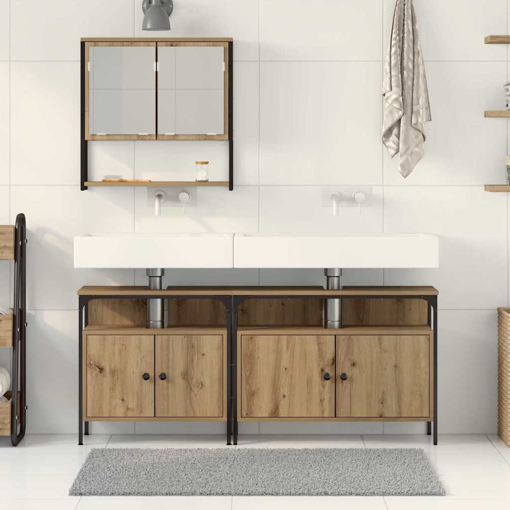 Ensemble de mobilier de salle de bain 3 pièces Marron