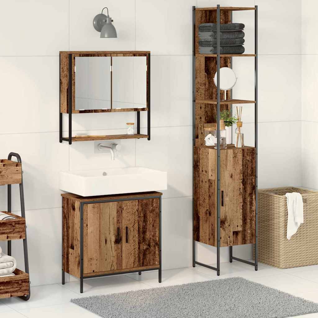 Ensemble de mobilier de salle de bain 3 pièces Marron