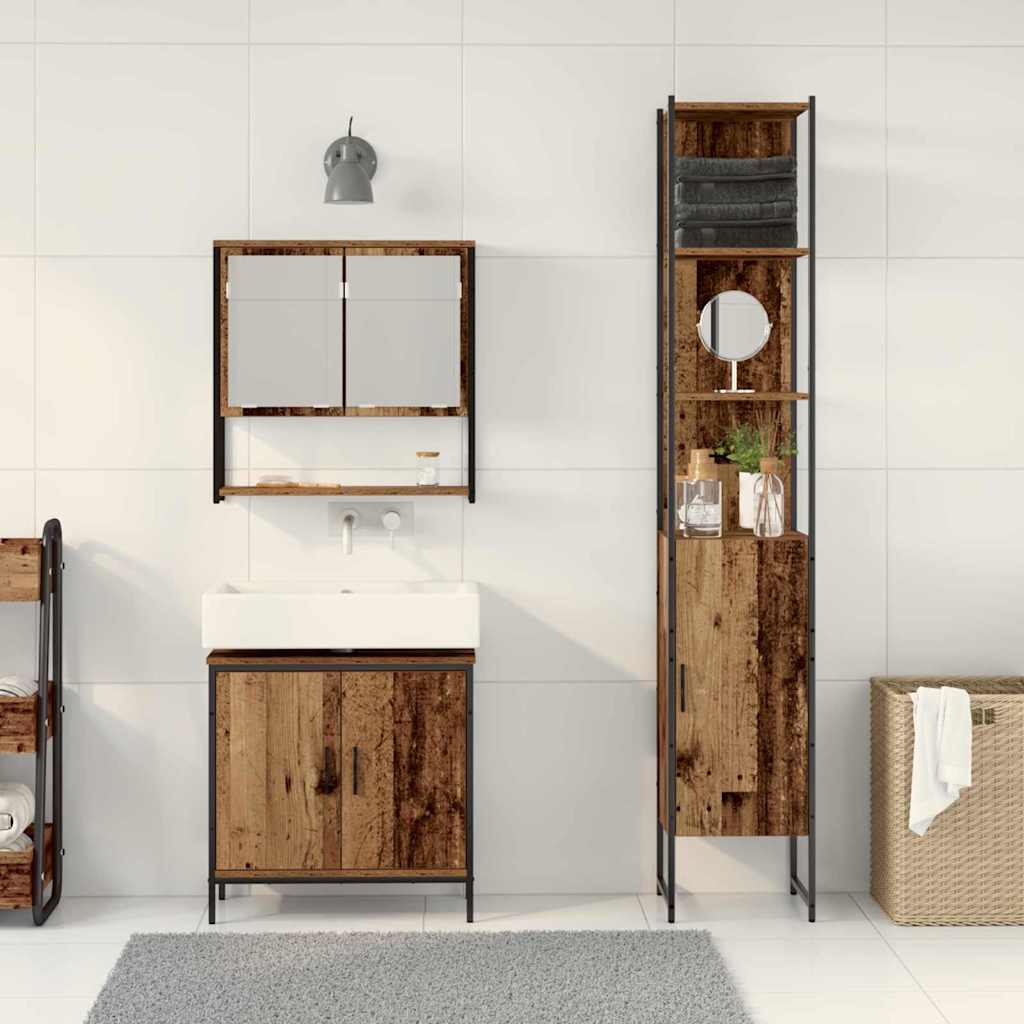 Ensemble de mobilier de salle de bain 3 pièces Marron