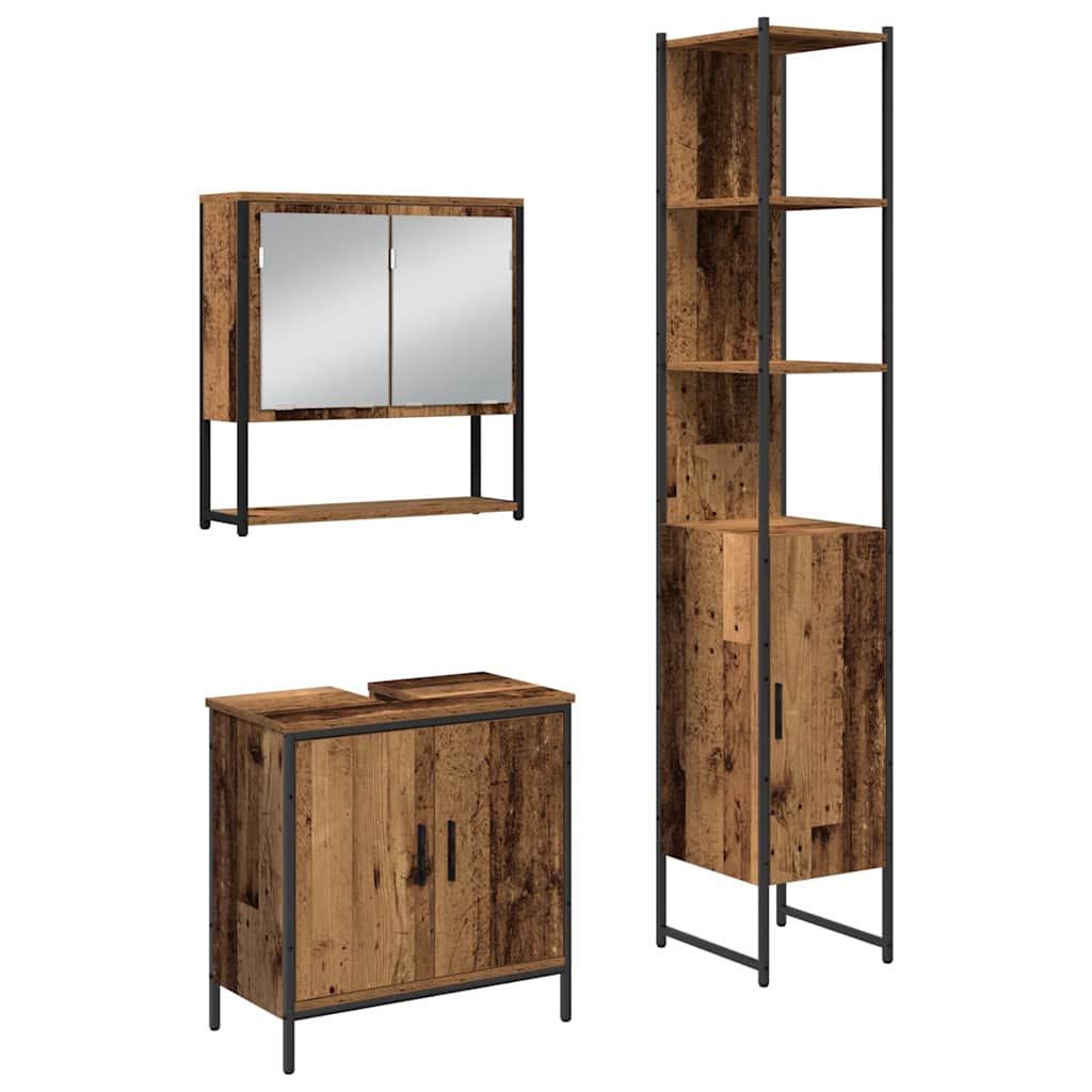 Ensemble de mobilier de salle de bain 3 pièces Marron