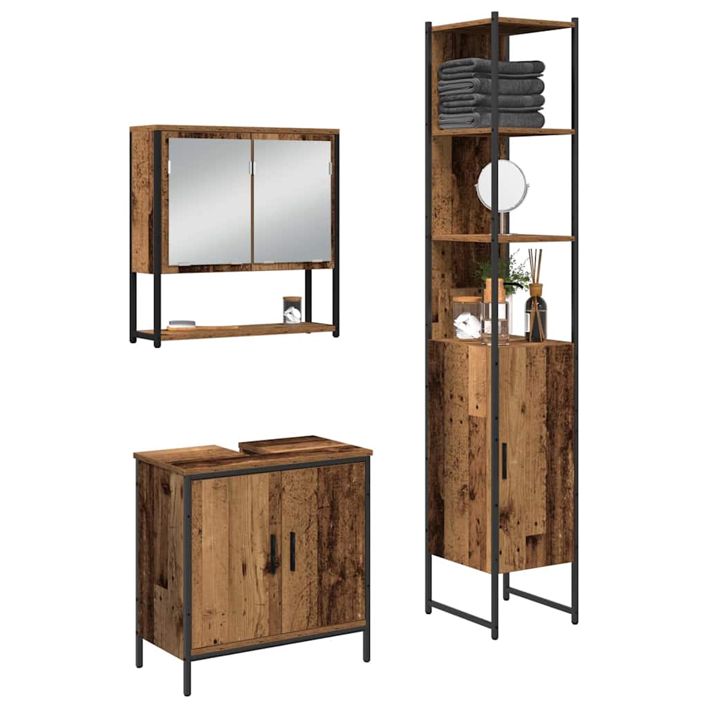 Ensemble de mobilier de salle de bain 3 pièces Marron