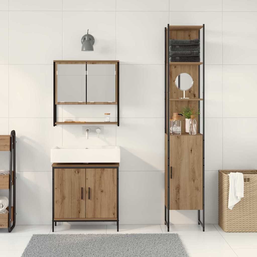 Ensemble de mobilier de salle de bain 3 pièces Marron