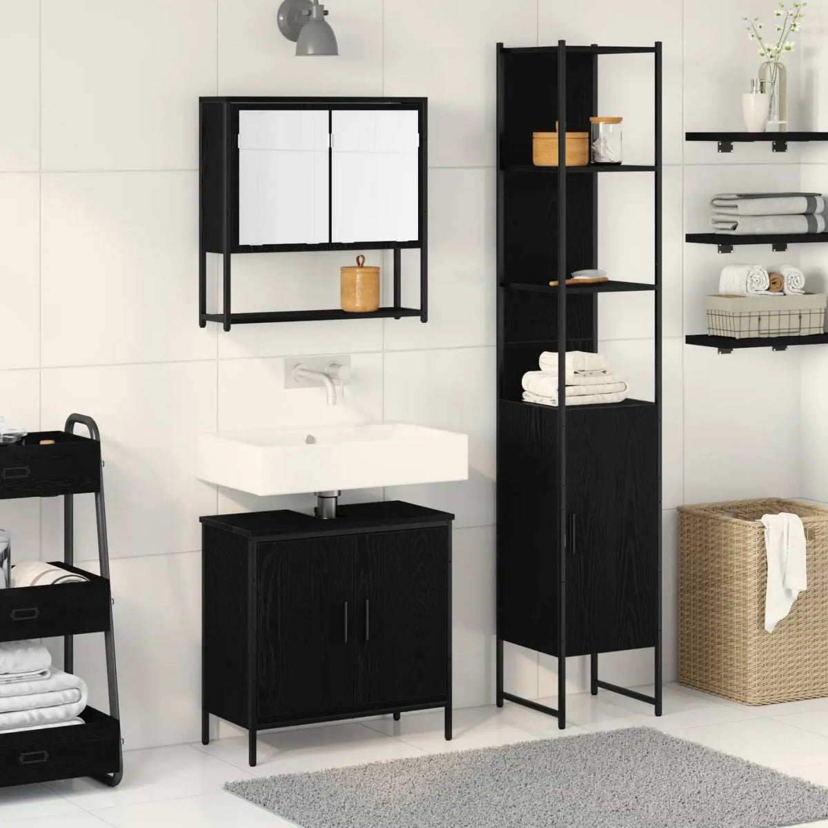 Ensemble de mobilier de salle de bain 3 pièces Noir - XIOS
