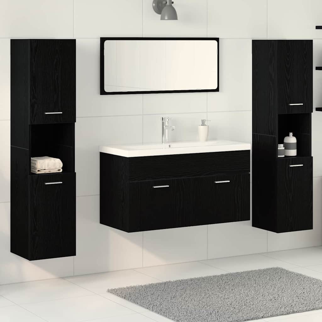Ensemble de mobilier de salle de bain 4 pièces Chêne noir