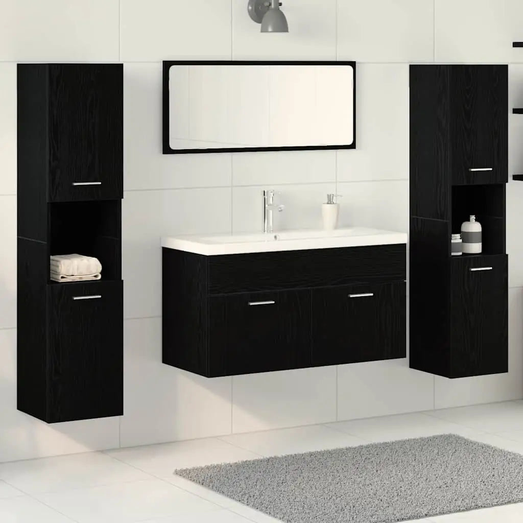 Ensemble de mobilier de salle de bain 4 pièces Chêne noir - XIOS