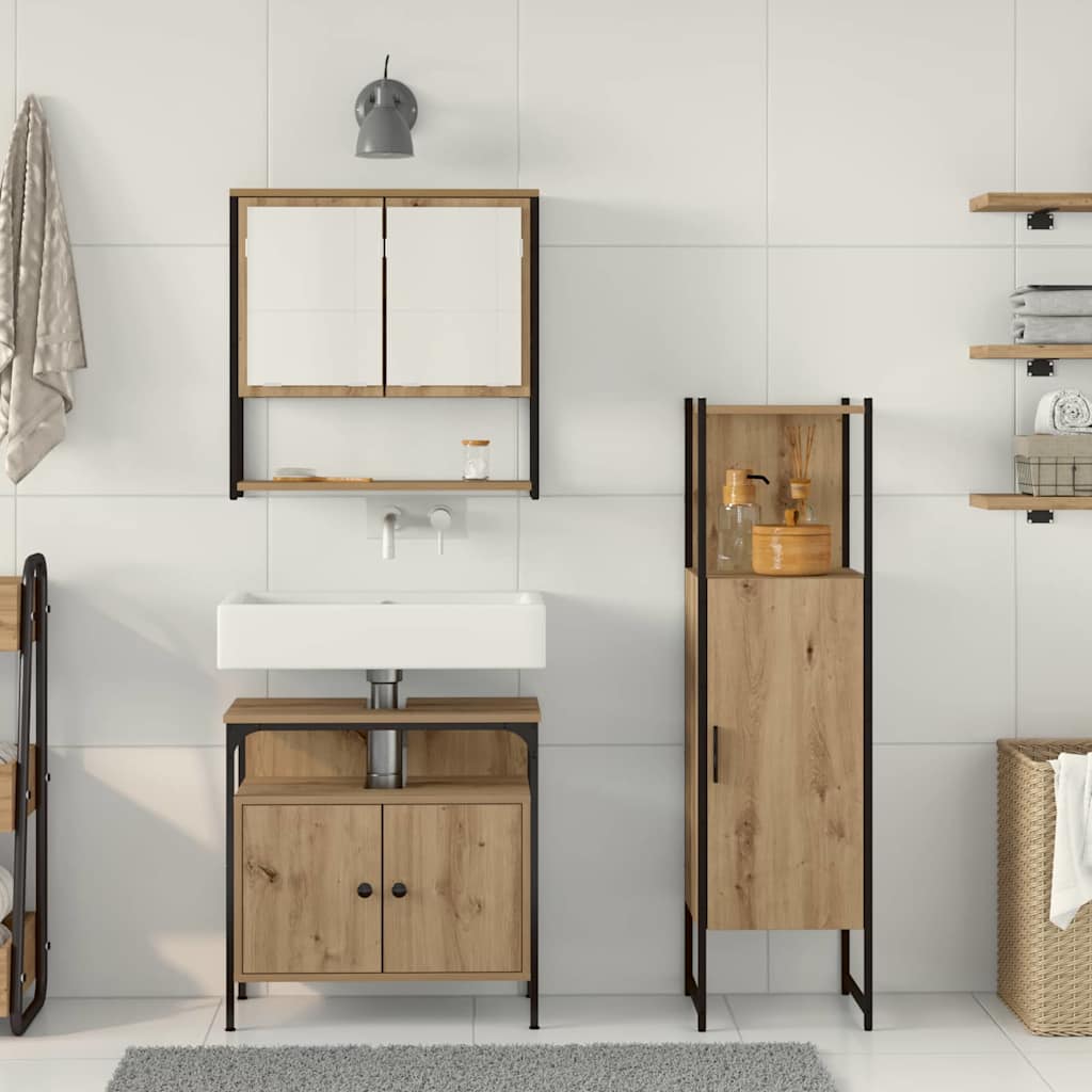 Ensemble de mobilier de salle de bain 3 pièces Marron