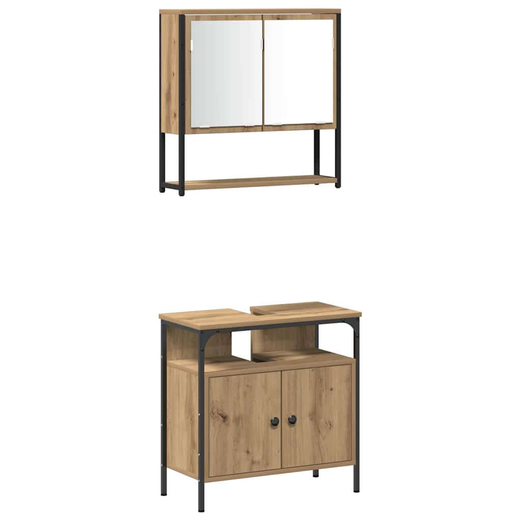 Ensemble de mobilier de salle de bain 3 pièces Marron