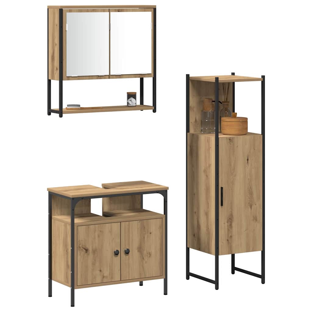 Ensemble de mobilier de salle de bain 3 pièces Marron
