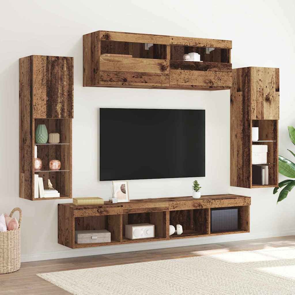 Ensemble meuble TV 6 pc Bois ancien Bois d'ingénierie - XIOS