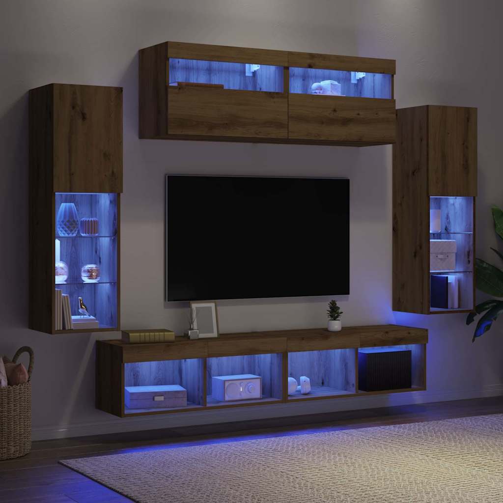 Ensemble meuble TV 6 pc chêne artisanal Bois d'ingénierie